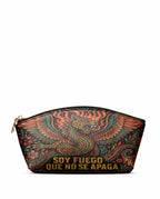 "Soy fuego que no se apaga" ver.1 Eclipse Makeup Bag - front view | Paleta Bags