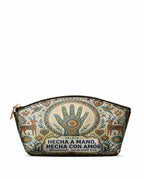 "Hecha a mano, hecha con amor" ver.3 Eclipse Makeup Bag - front view | Paleta Bags