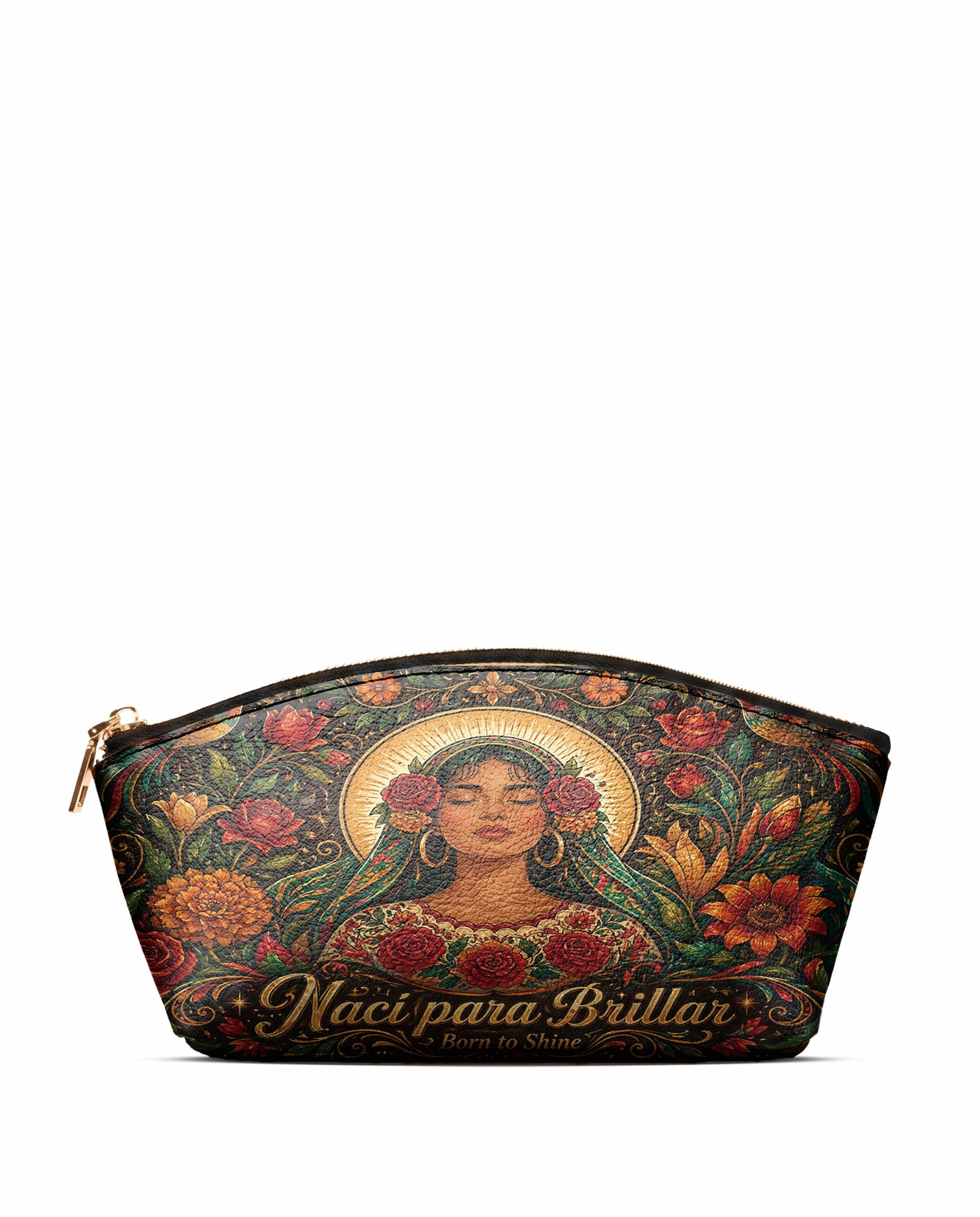"Nací para brillar" ver.3 Eclipse Makeup Bag - front view | Paleta Bags