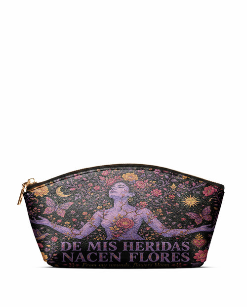 "De mis heridas nacen flores" ver.5 Eclipse Makeup Bag - front view | Paleta Bags