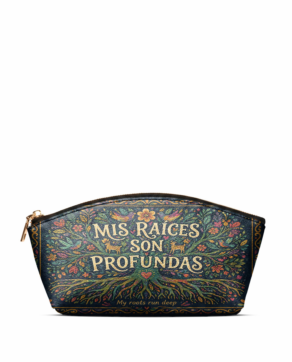 "Mis Raíces son Profundas" ver.4 Eclipse Makeup Bag - front view | Paleta Bags