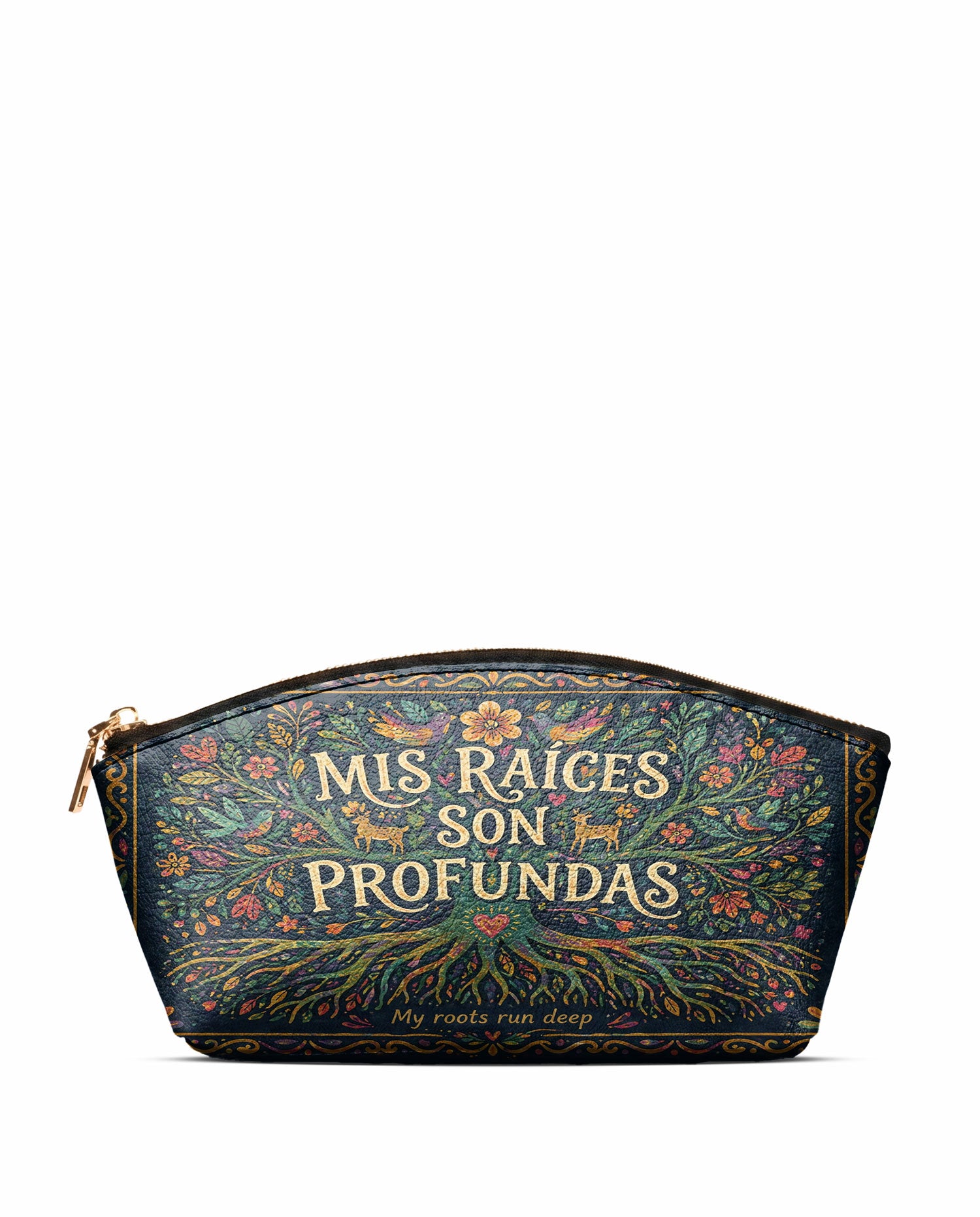 "Mis Raíces son Profundas" ver.4 Eclipse Makeup Bag - front view | Paleta Bags