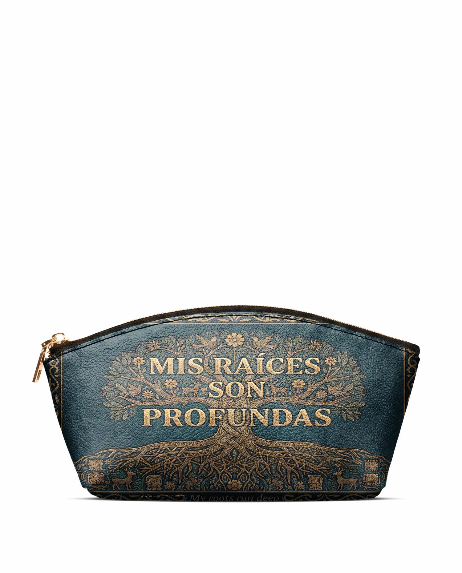"Mis Raíces son Profundas" ver.2 Eclipse Makeup Bag - front view | Paleta Bags
