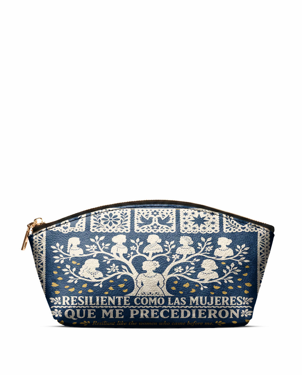 "Resiliente como las mujeres que me precedieron" ver.2 Eclipse Makeup Bag - front view | Paleta Bags