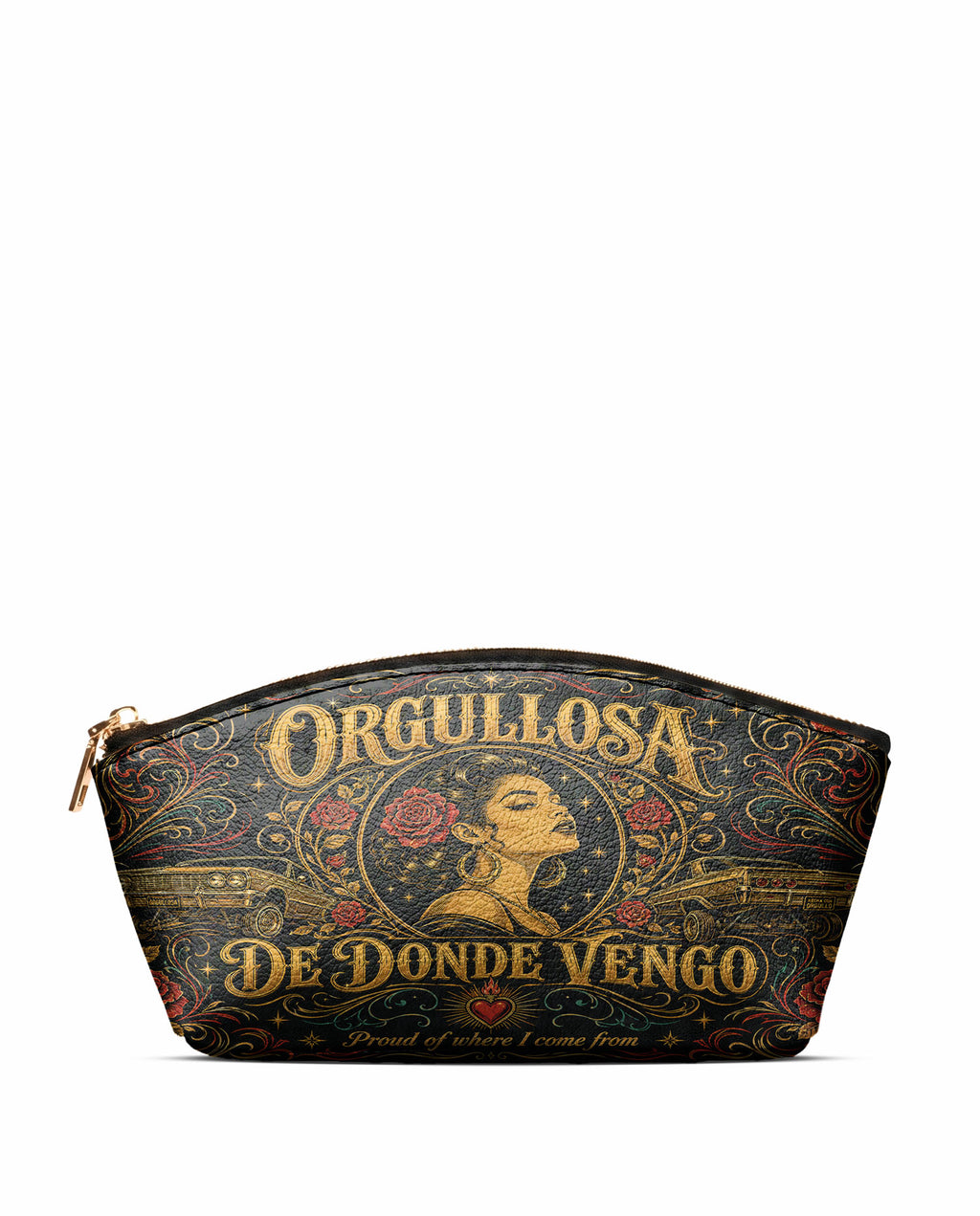 "Orgullosa de donde vengo" ver.4 Eclipse Makeup Bag - front view | Paleta Bags