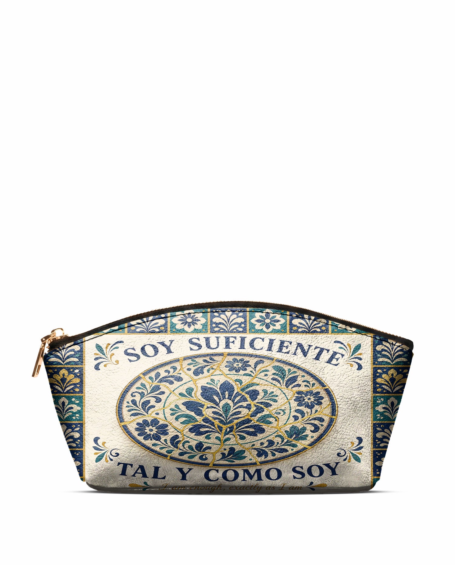 "Soy suficiente, tal y como soy" ver.8 Eclipse Makeup Bag - front view | Paleta Bags
