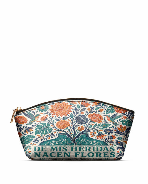 "De mis heridas nacen flores" ver.1 Eclipse Makeup Bag - front view | Paleta Bags