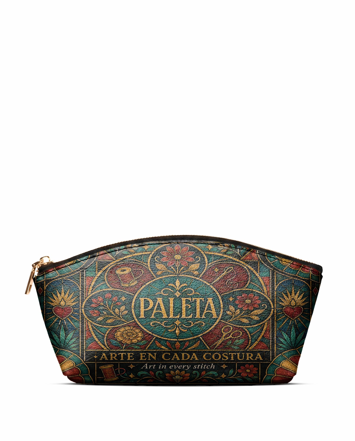 "La Paleta — Arte en cada costura" ver.5 Eclipse Makeup Bag - front view | Paleta Bags