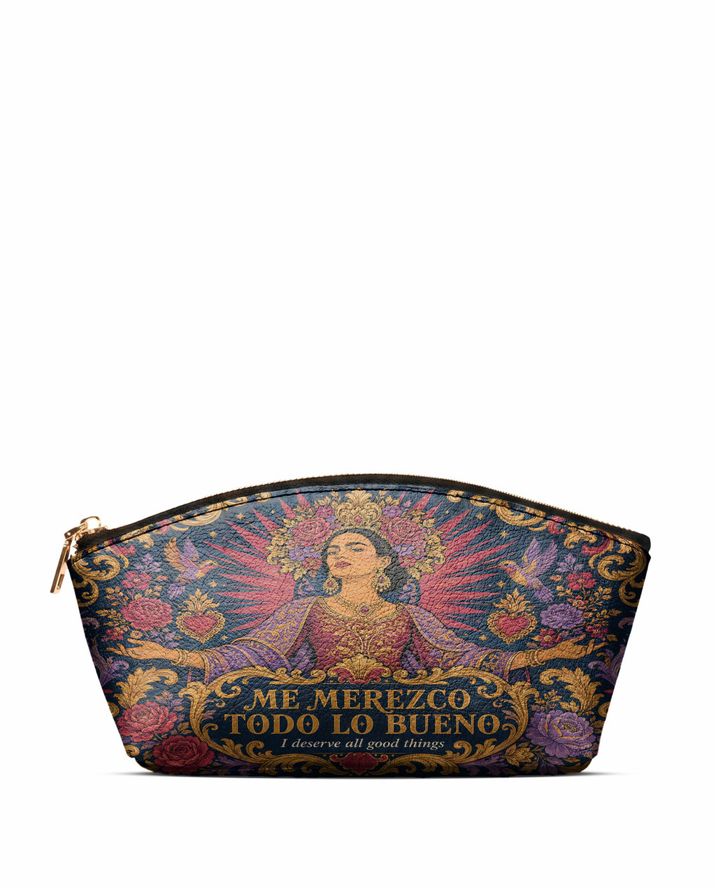 "Me merezco todo lo bueno" ver.2 Eclipse Makeup Bag - front view | Paleta Bags