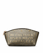 "Mi cultura es mi fortaleza" ver.5 Eclipse Makeup Bag - front view | Paleta Bags