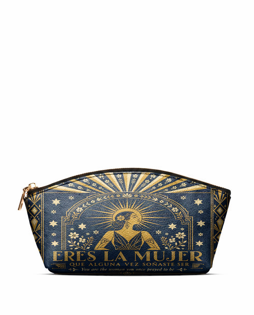 "Eres la mujer que alguna vez soñaste ser" ver.7 Eclipse Makeup Bag - front view | Paleta Bags