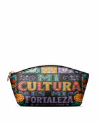 "Mi cultura es mi fortaleza" ver.4 Eclipse Makeup Bag - front view | Paleta Bags