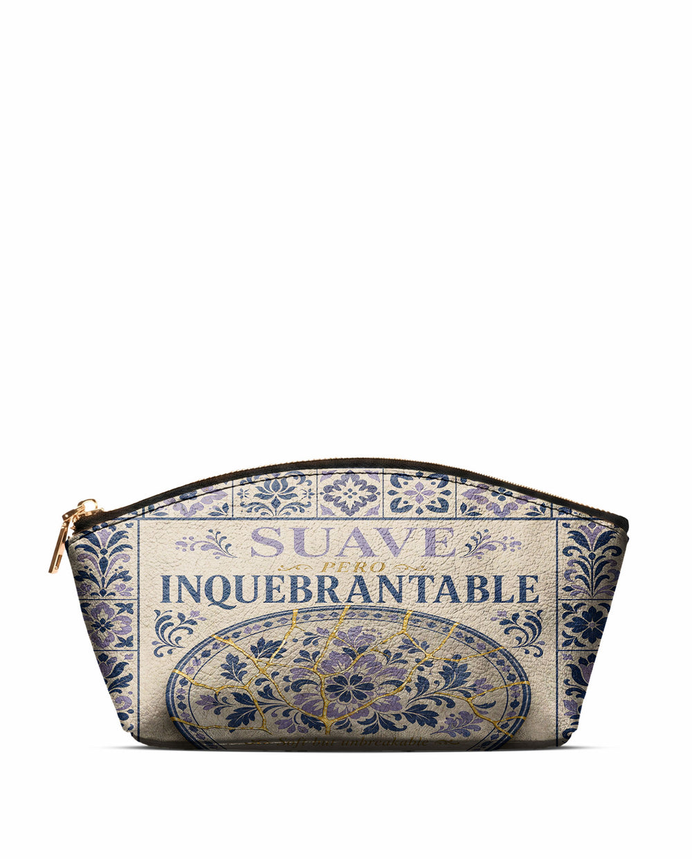 "Suave pero inquebrantable" ver.4 Eclipse Makeup Bag - front view | Paleta Bags