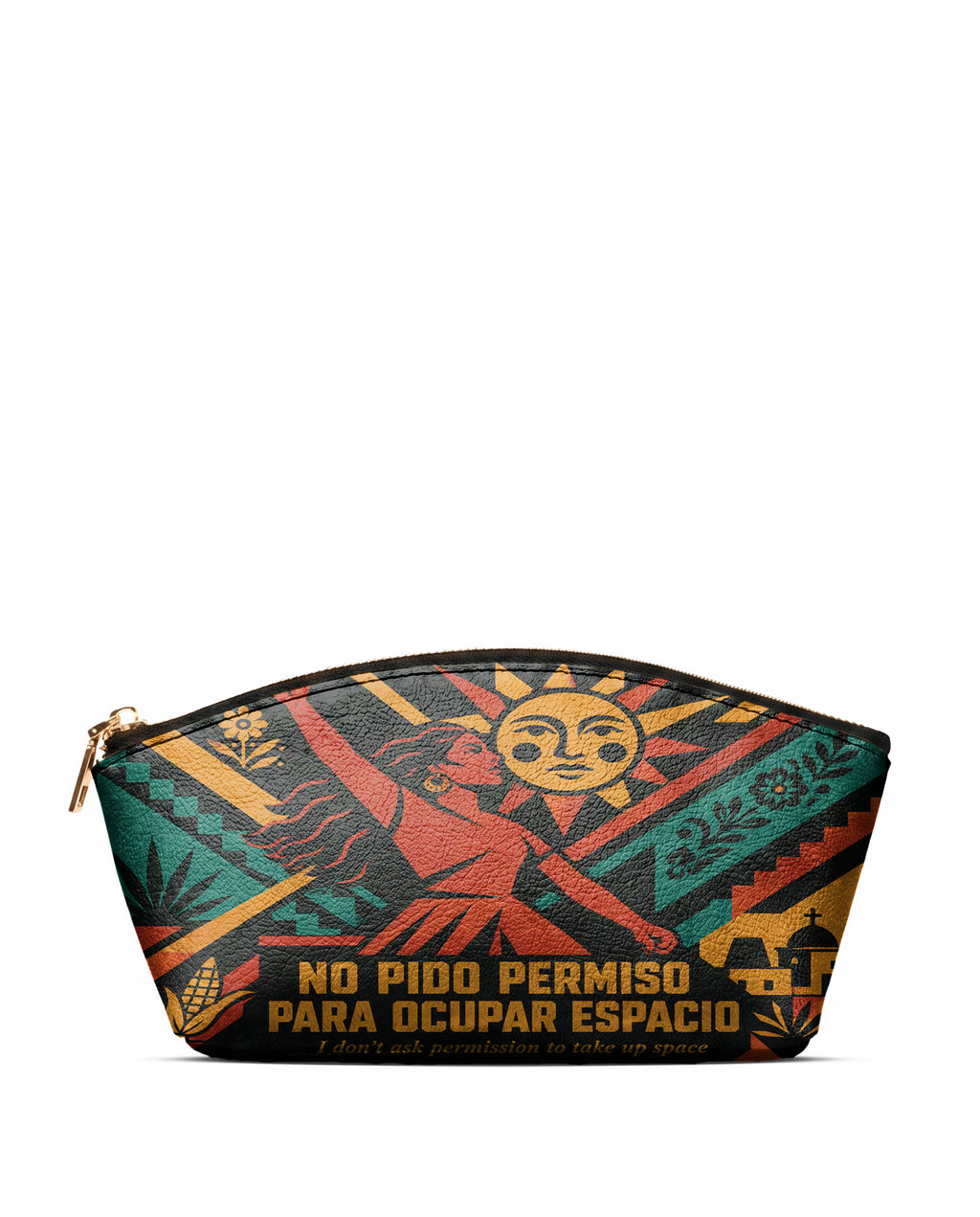 "No pido permiso para ocupar espacio" ver.1 Eclipse Makeup Bag - front view | Paleta Bags