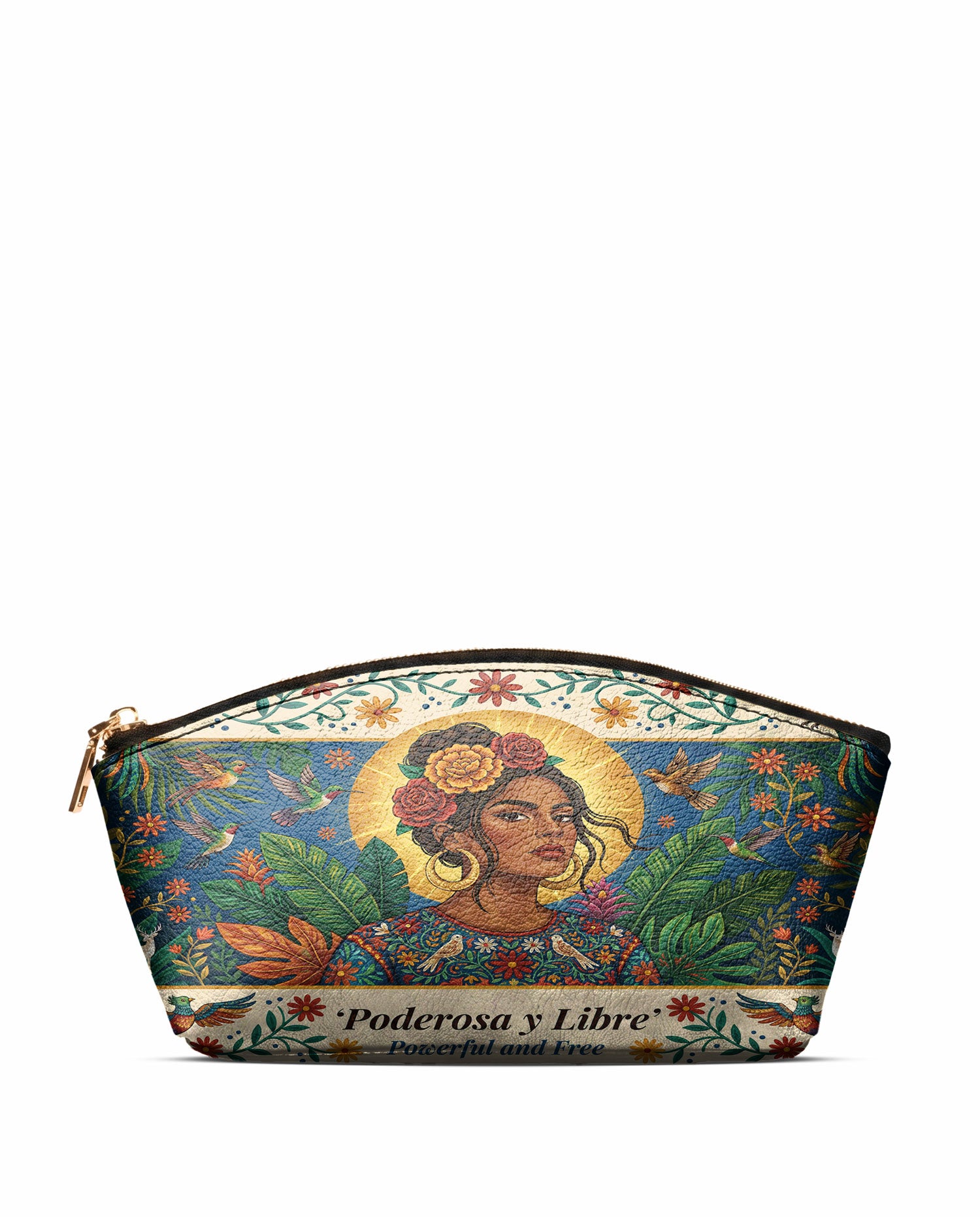 "Poderosa y Libre" ver.3 Eclipse Makeup Bag - front view | Paleta Bags