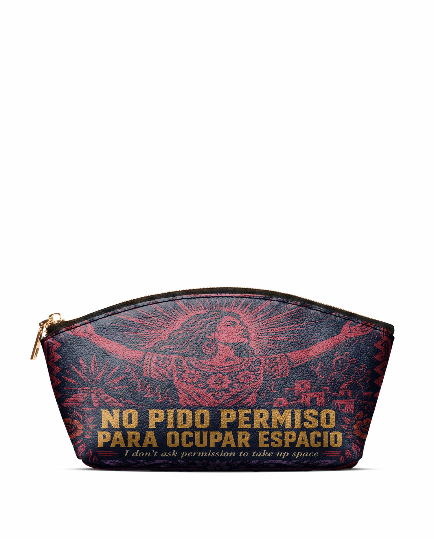 "No pido permiso para ocupar espacio" ver.2 Eclipse Makeup Bag - front view | Paleta Bags