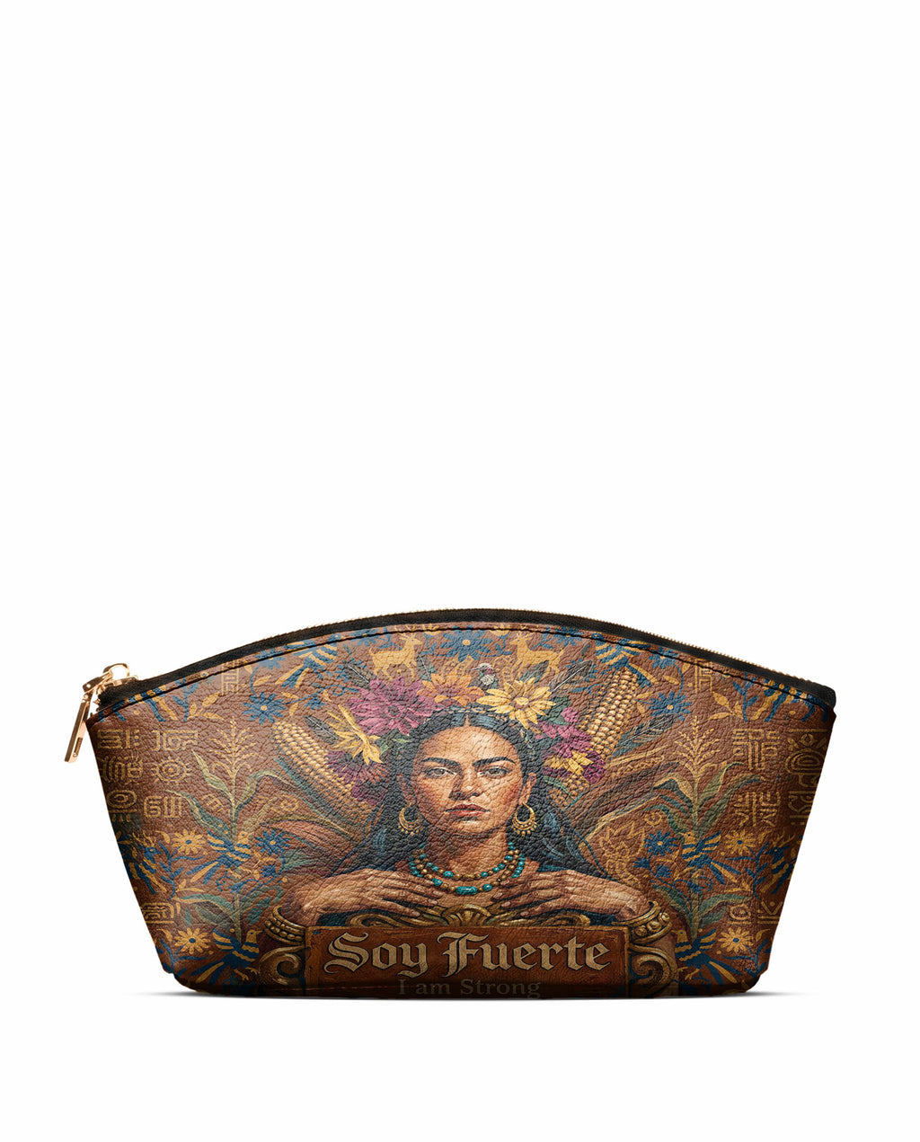 "Soy Fuerte" ver.4 Eclipse Makeup Bag - front view | Paleta Bags