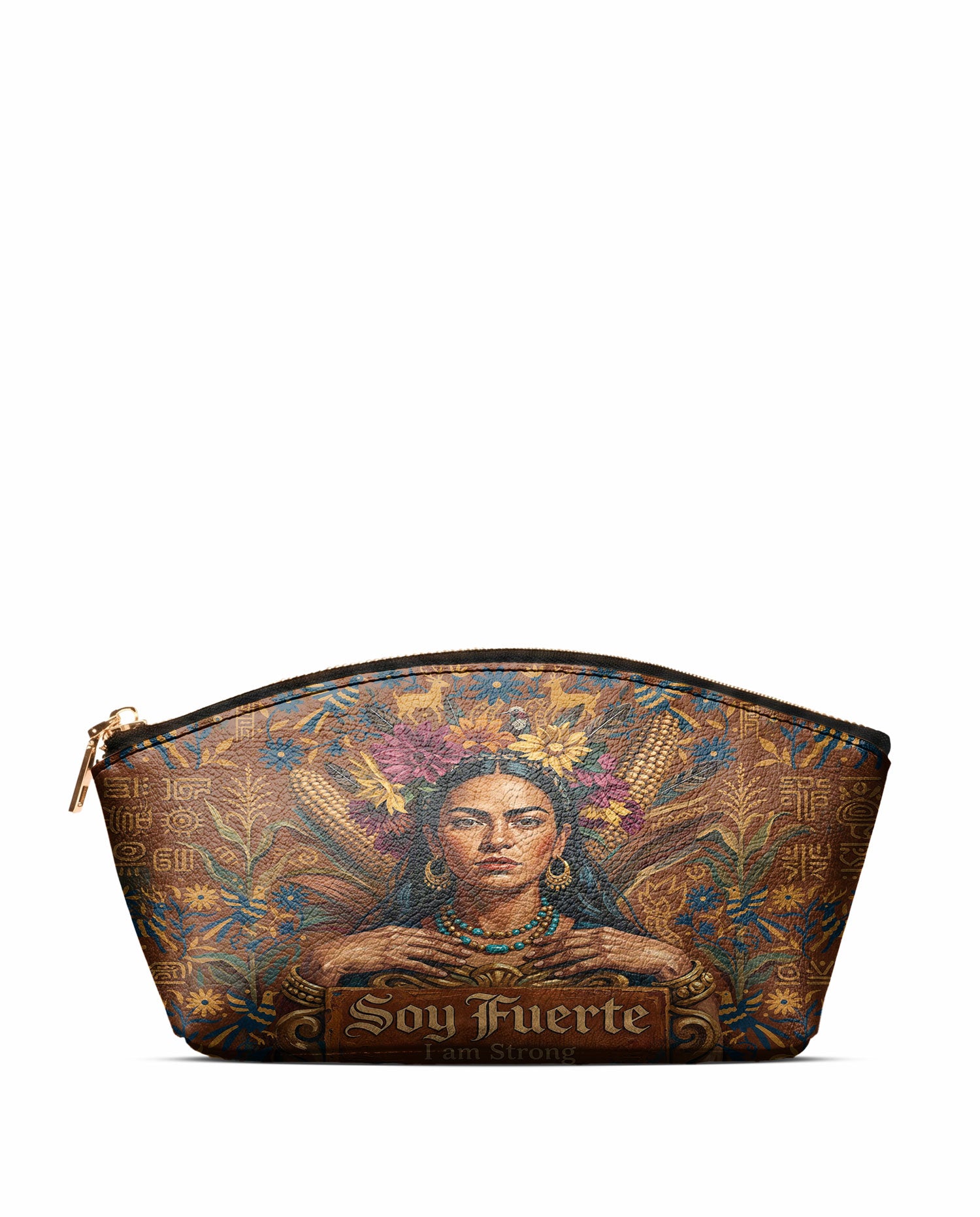 "Soy Fuerte" ver.4 Eclipse Makeup Bag - front view | Paleta Bags