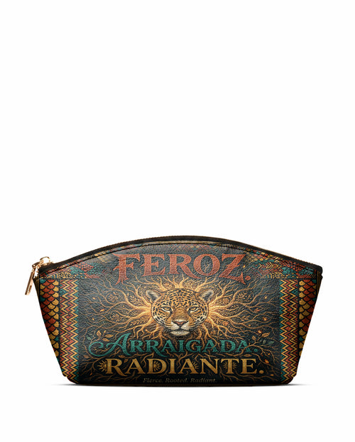 "Feroz. Arraigada. Radiante" ver.6 Eclipse Makeup Bag - front view | Paleta Bags