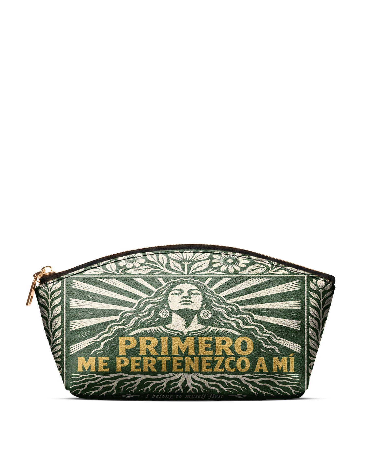 "Primero me pertenezco a mí" ver.4 Eclipse Makeup Bag - front view | Paleta Bags