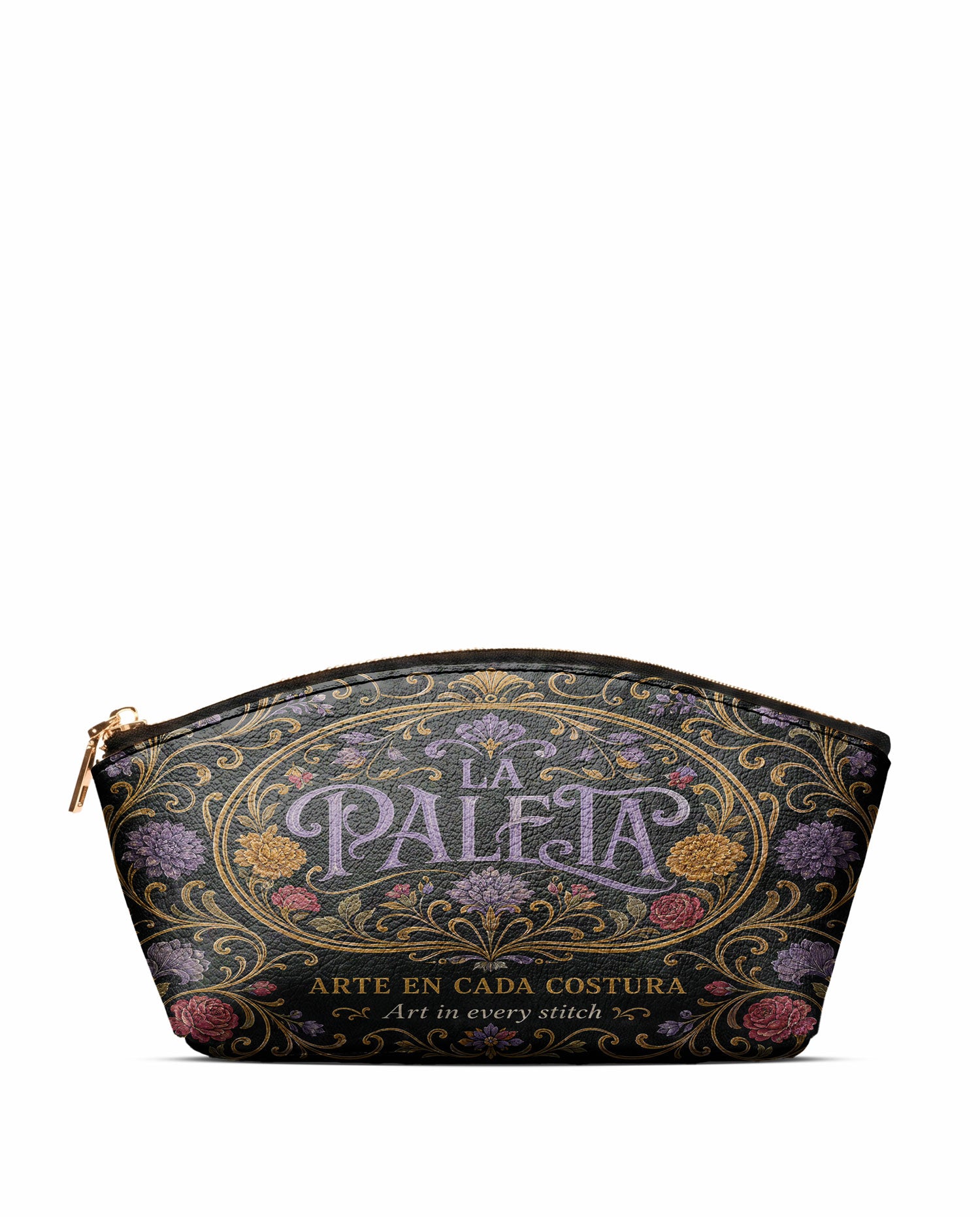 "La Paleta — Arte en cada costura" ver.1 Eclipse Makeup Bag - front view | Paleta Bags