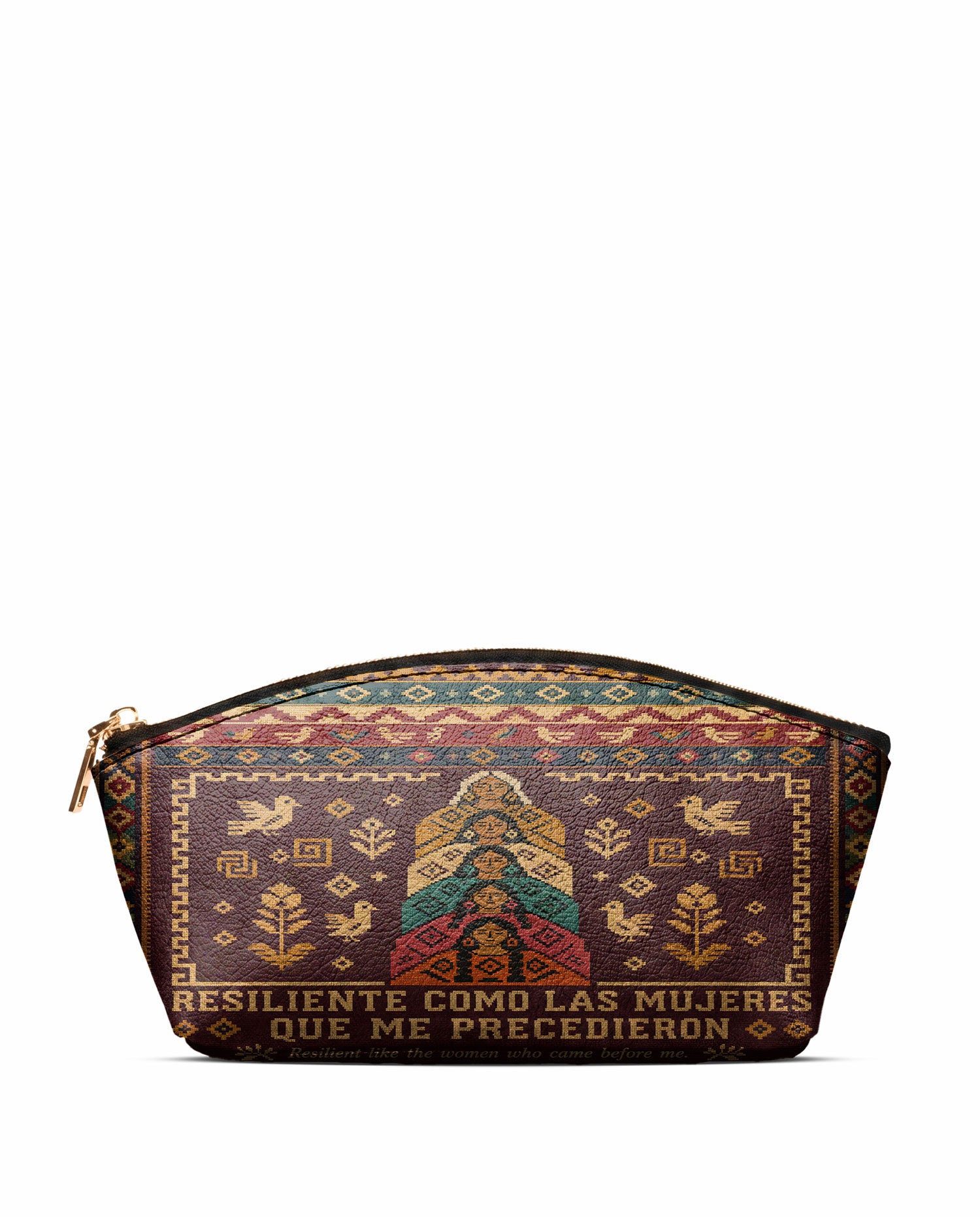 "Resiliente como las mujeres que me precedieron" ver.3 Eclipse Makeup Bag - front view | Paleta Bags
