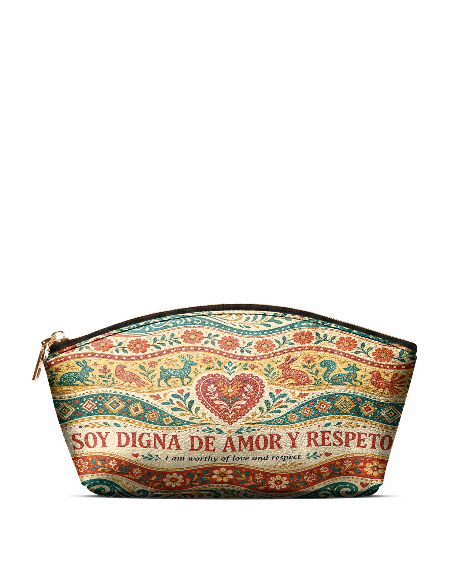 "Otomi Wild Embroidery" ver.1 Eclipse Makeup Bag - front view | Paleta Bags