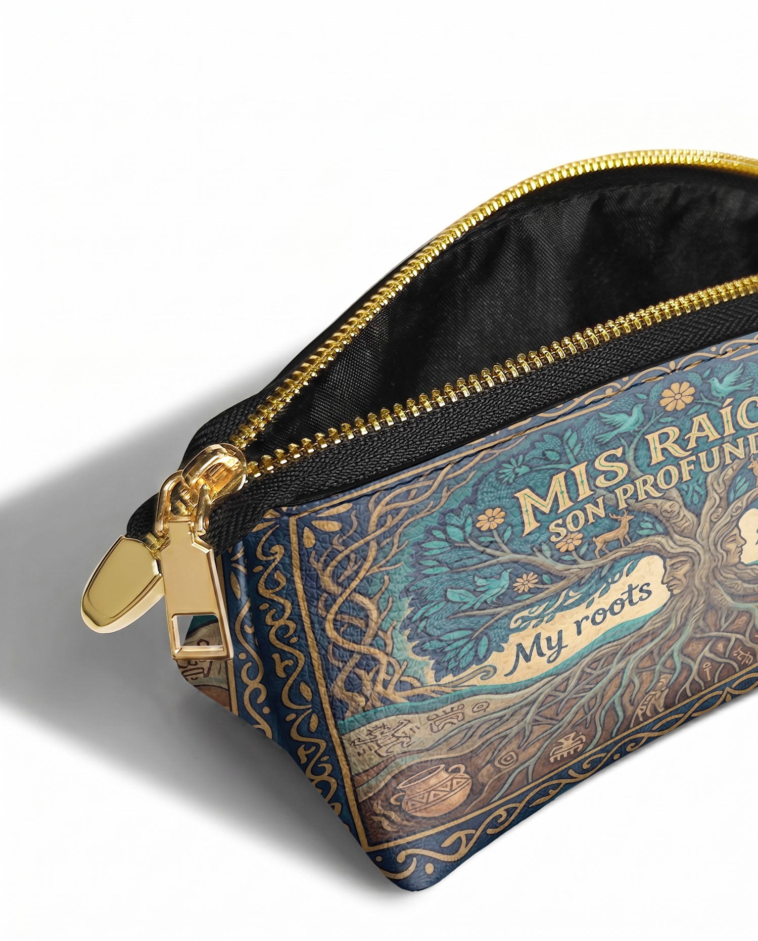 "Mis Raíces son Profundas" ver.1 Eclipse Makeup Bag - side view | Paleta Bags