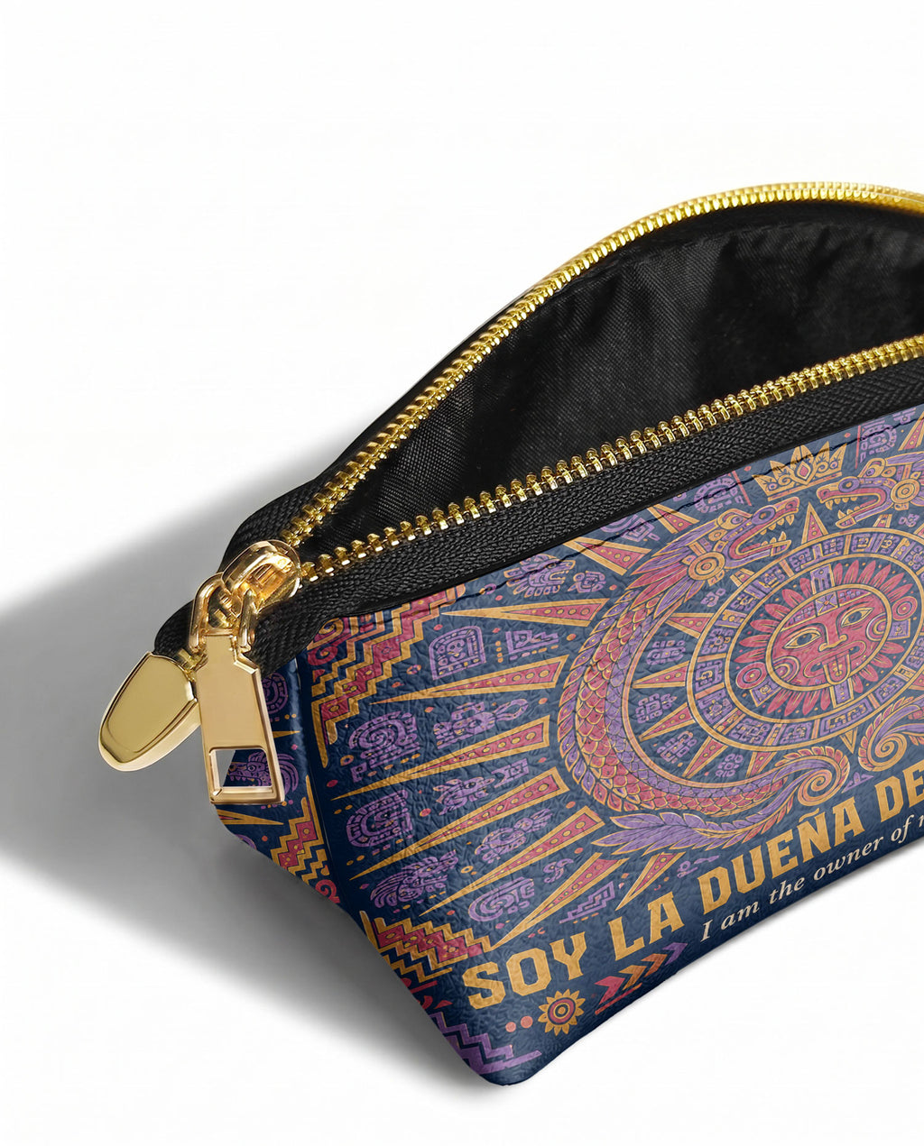 "Soy la dueña de mi destino" ver.1 Eclipse Makeup Bag - side view | Paleta Bags