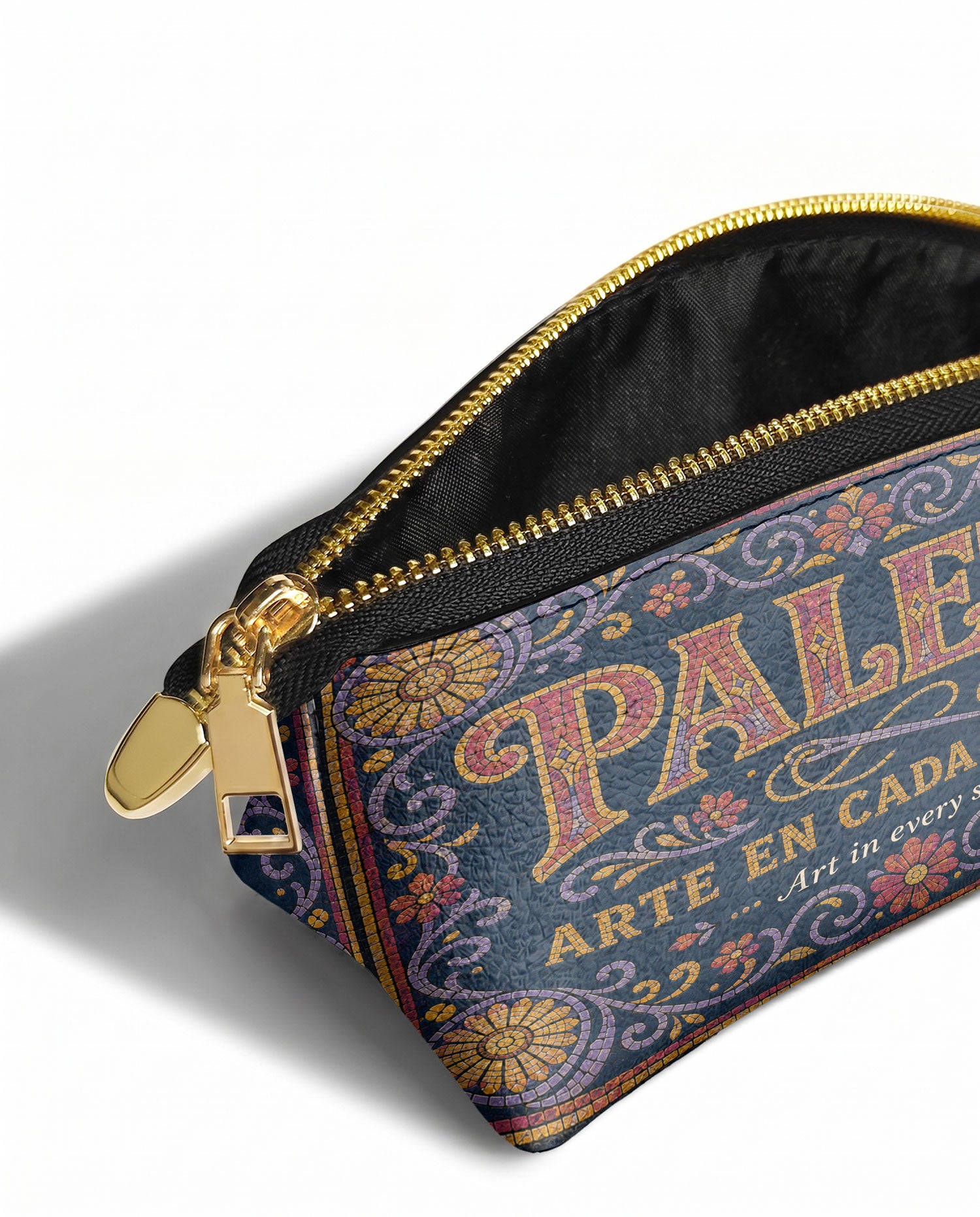 "La Paleta — Arte en cada costura" ver.3 Eclipse Makeup Bag - side view | Paleta Bags