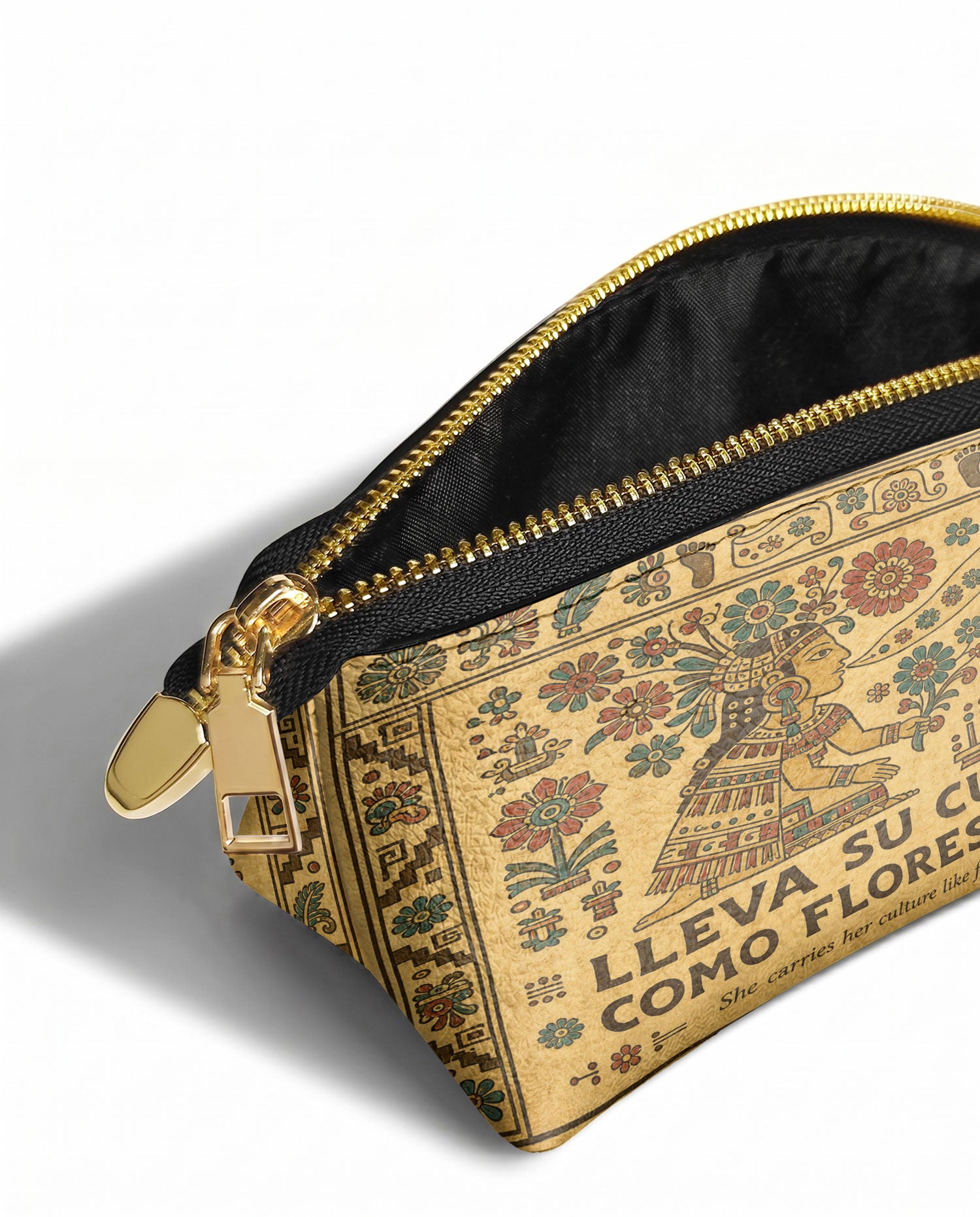 "Lleva su cultura como flores en flor" ver.5 Eclipse Makeup Bag - side view | Paleta Bags