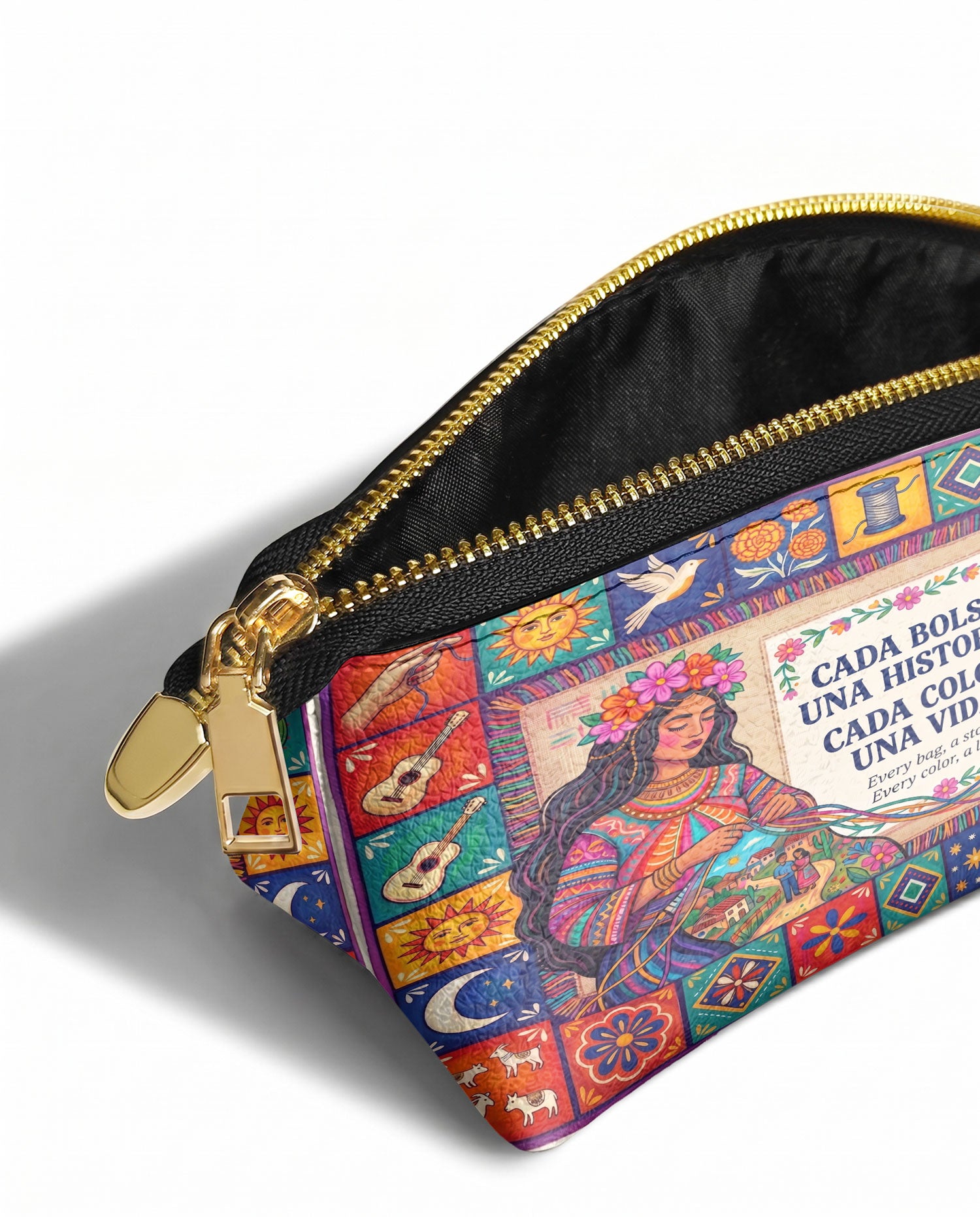 "Cada bolsa, una historia" ver.2 Eclipse Makeup Bag - side view | Paleta Bags