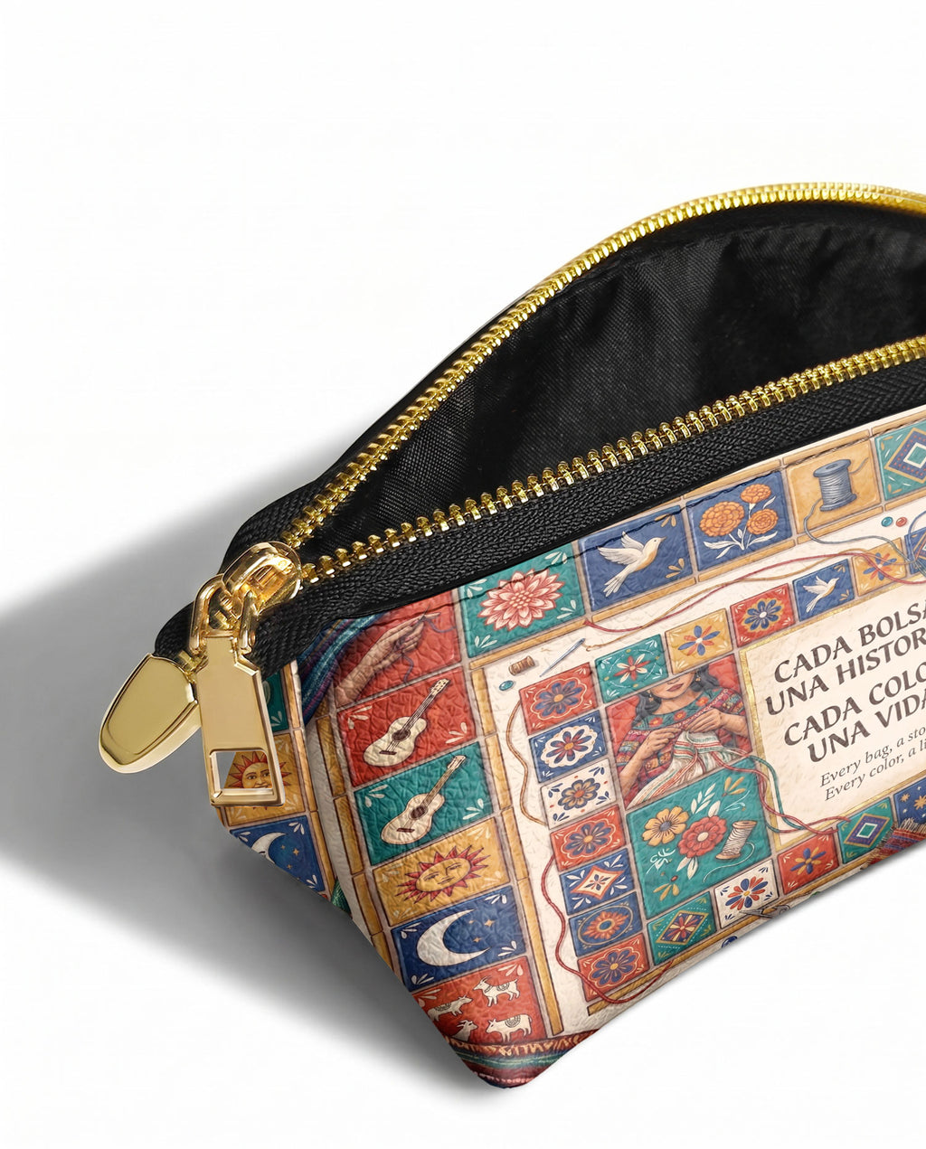 "Cada bolsa, una historia" ver.1 Eclipse Makeup Bag - side view | Paleta Bags
