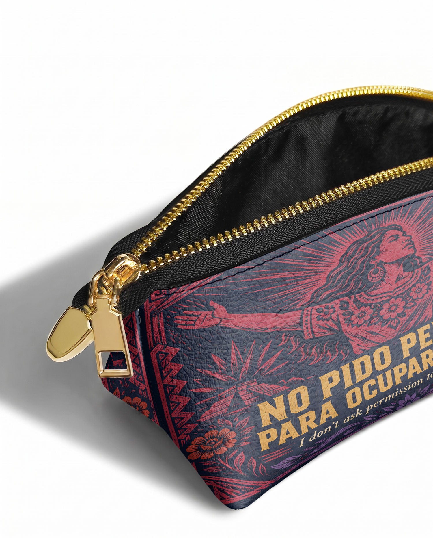 "No pido permiso para ocupar espacio" ver.2 Eclipse Makeup Bag - side view | Paleta Bags