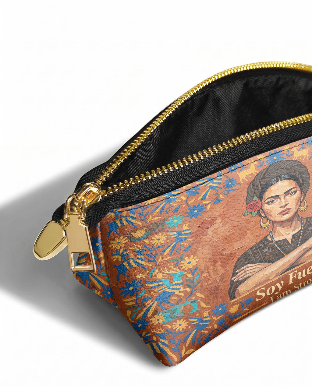 "Soy Fuerte" ver.5 Eclipse Makeup Bag - side view | Paleta Bags