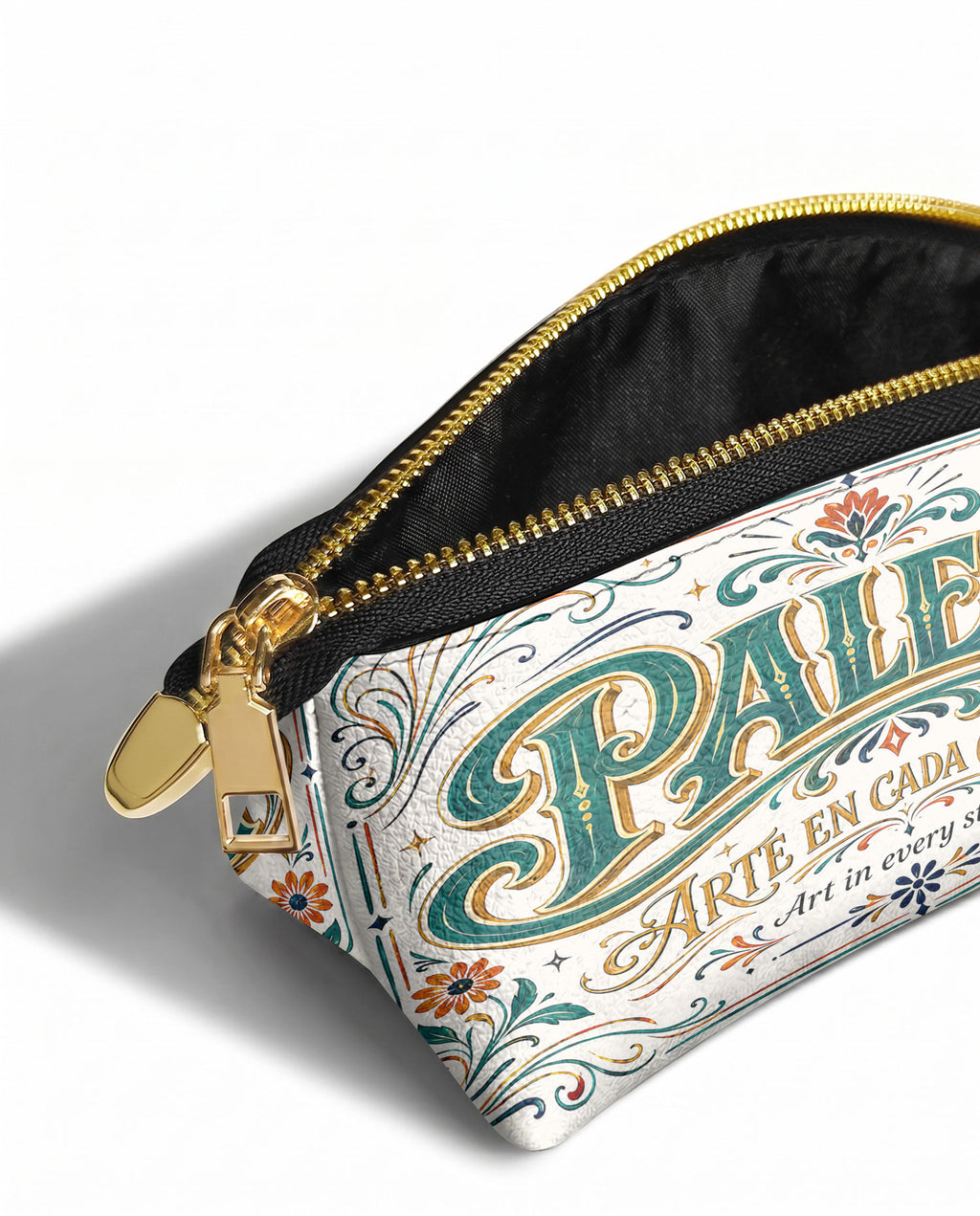 "La Paleta — Arte en cada costura" ver.2 Eclipse Makeup Bag - side view | Paleta Bags