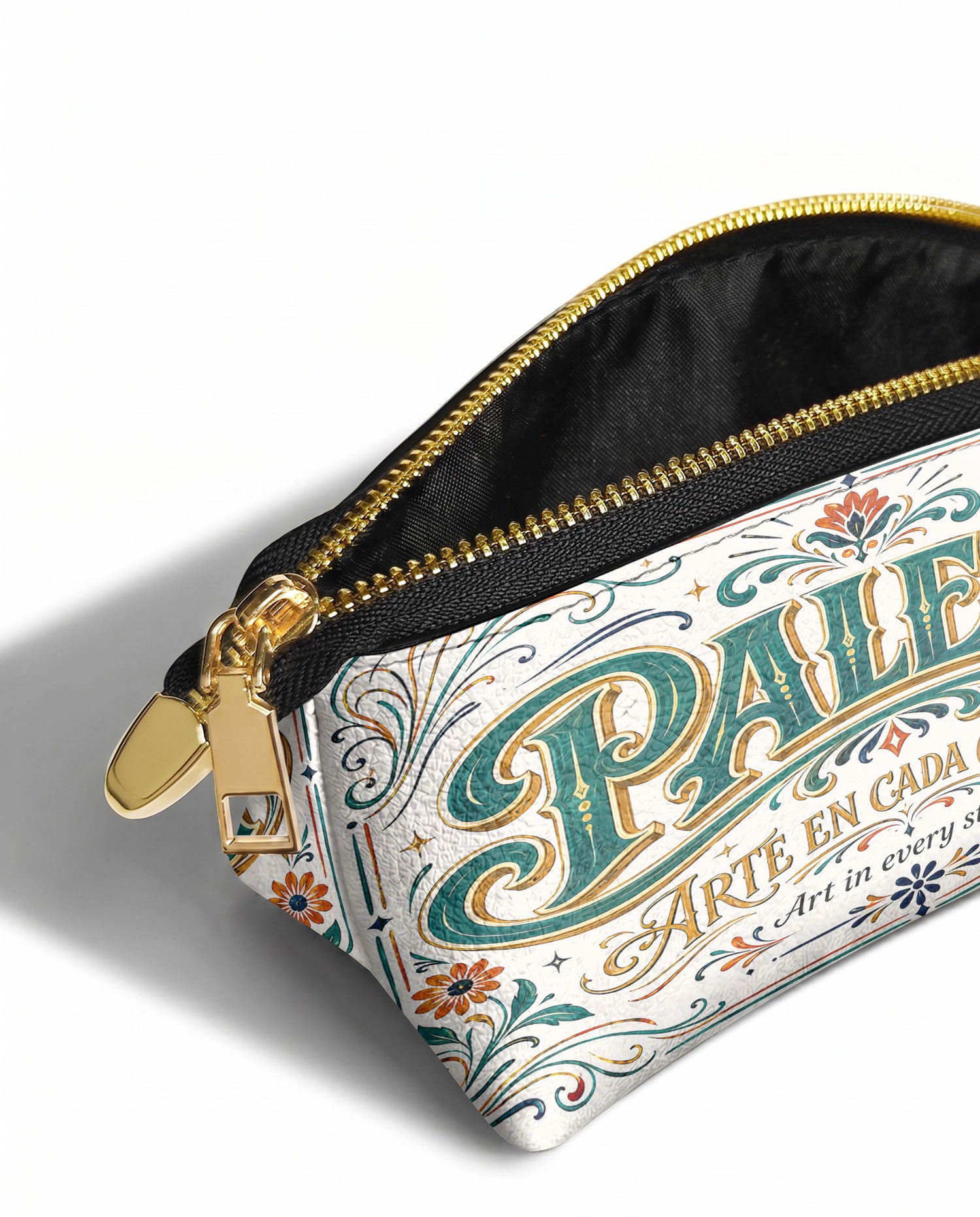 "La Paleta — Arte en cada costura" ver.2 Eclipse Makeup Bag - side view | Paleta Bags