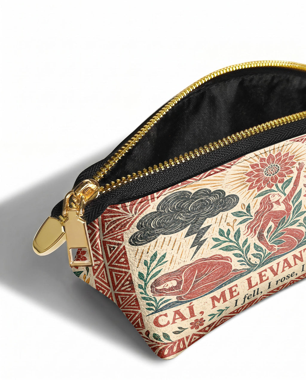 "Caí, me levanté, florecí" ver.2 Eclipse Makeup Bag - side view | Paleta Bags