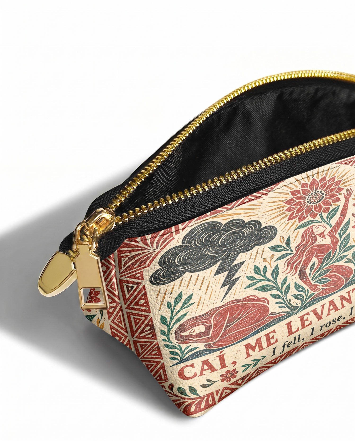 "Caí, me levanté, florecí" ver.2 Eclipse Makeup Bag - side view | Paleta Bags
