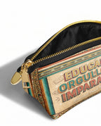 "Educada. Orgullosa. Imparable" ver.4 Eclipse Makeup Bag - side view | Paleta Bags