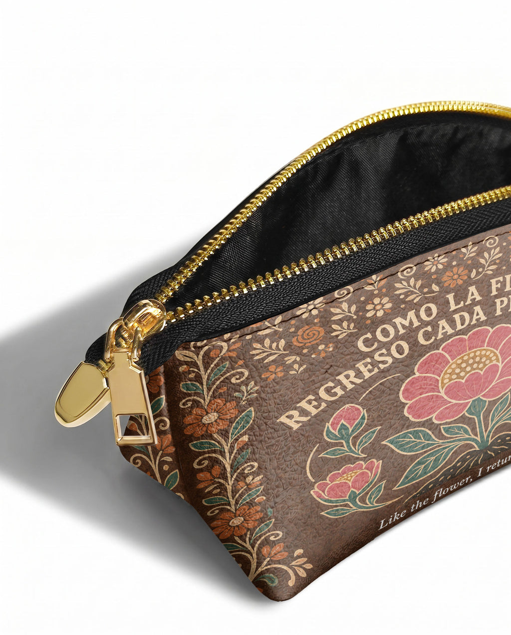 "Como la flor, regreso cada primavera" ver.4 Eclipse Makeup Bag - side view | Paleta Bags