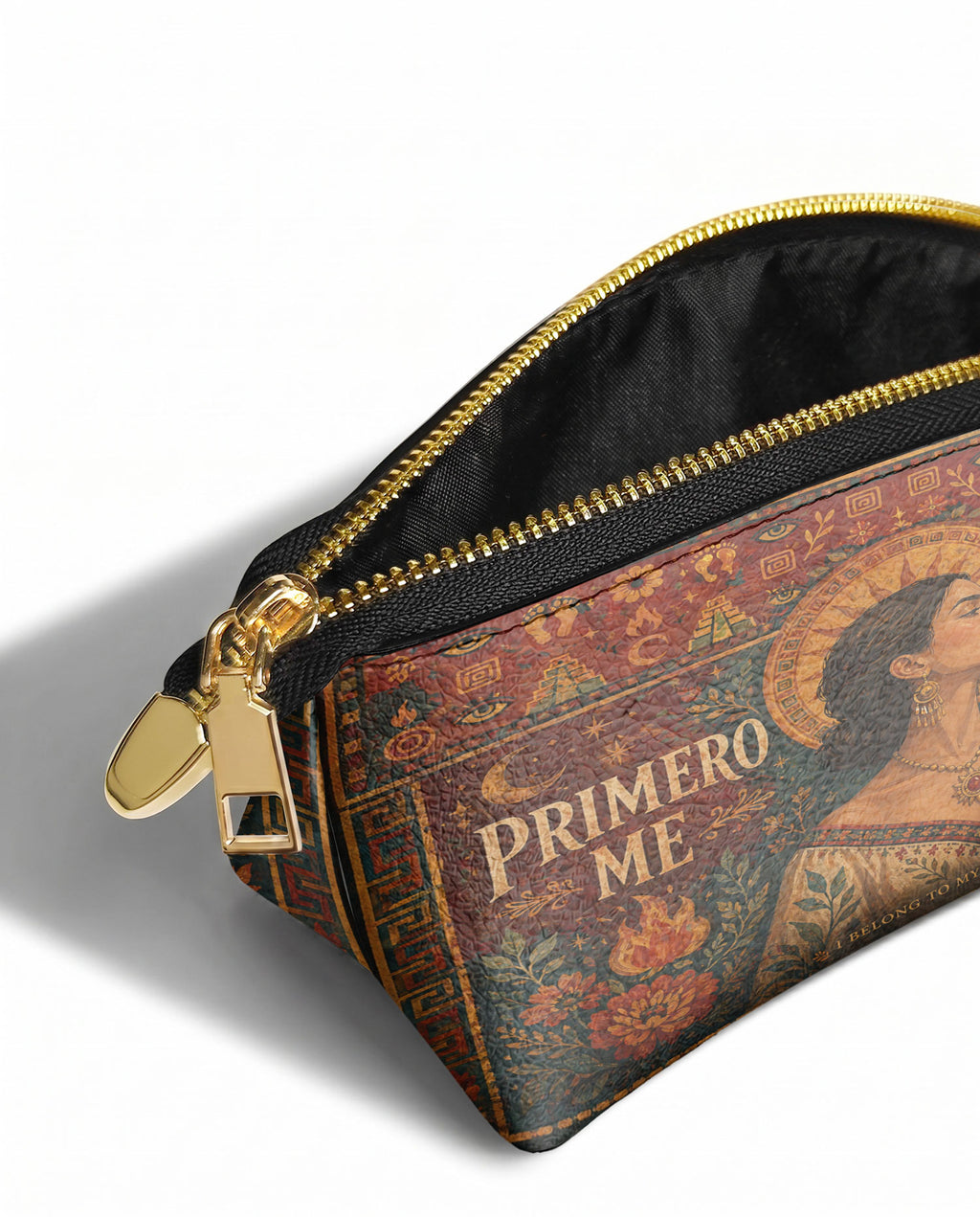 "Primero me pertenezco a mí" ver.1 Eclipse Makeup Bag - side view | Paleta Bags