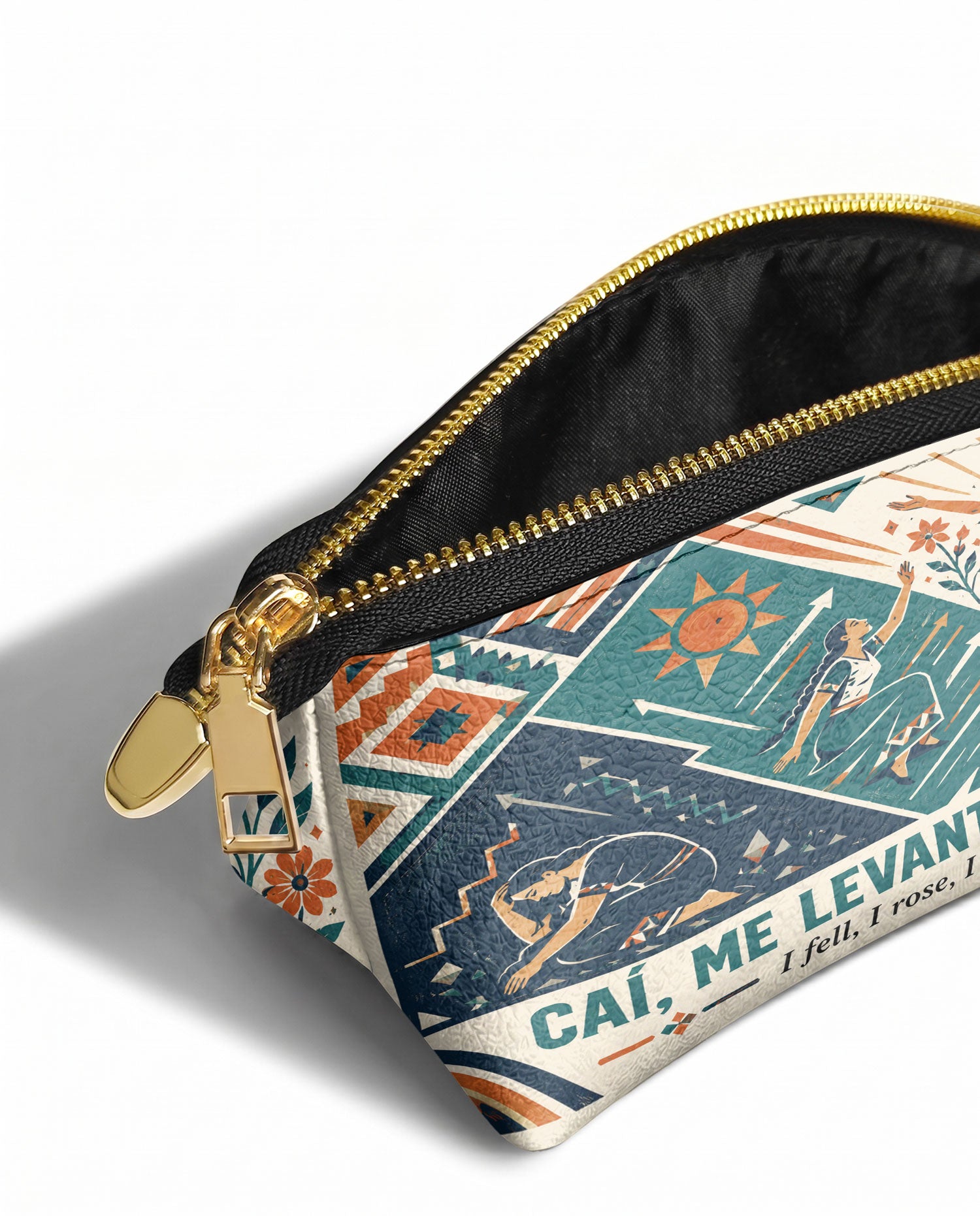 "Caí, me levanté, florecí" ver.3 Eclipse Makeup Bag - side view | Paleta Bags
