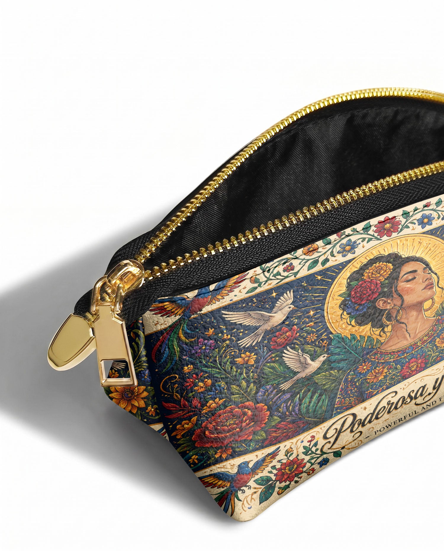 "Poderosa y Libre" ver.1 Eclipse Makeup Bag - side view | Paleta Bags