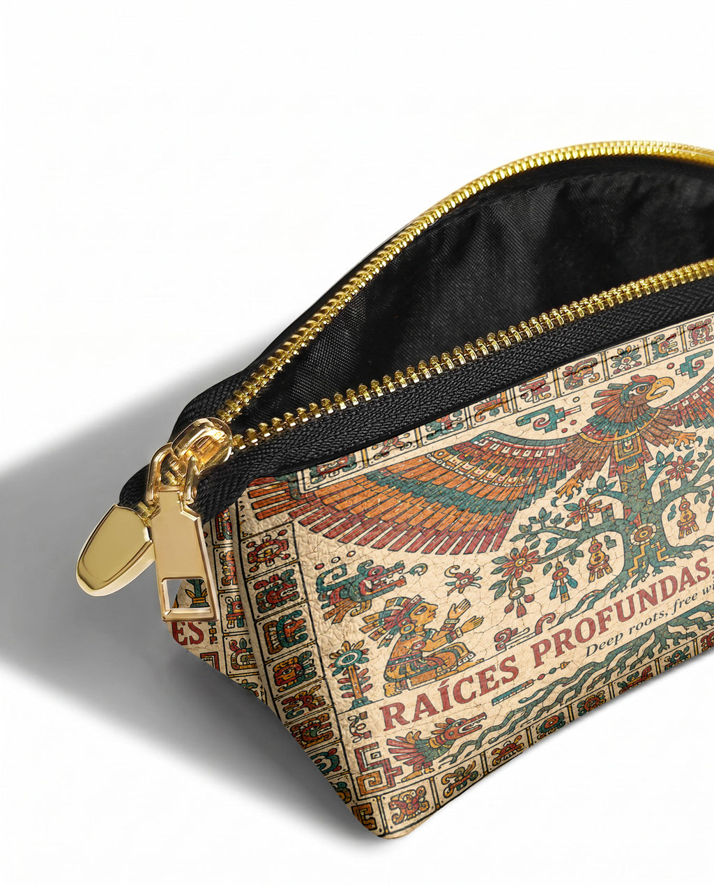 "Raíces profundas, alas libres" ver.5 Eclipse Makeup Bag - side view | Paleta Bags