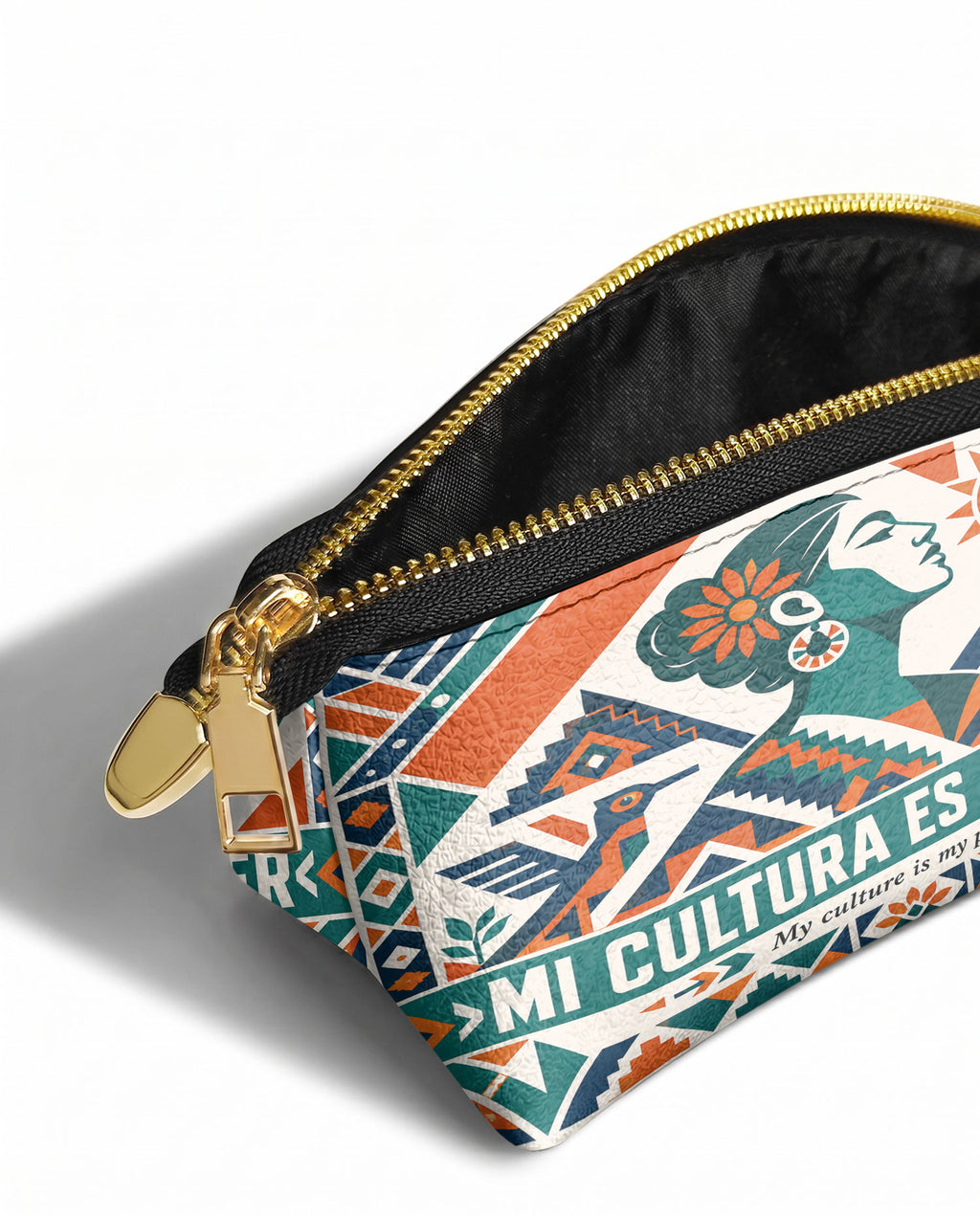 "Mi cultura es mi poder" ver.4 Eclipse Makeup Bag - side view | Paleta Bags
