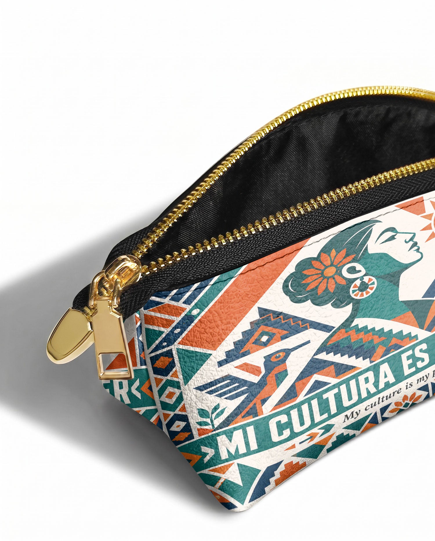 "Mi cultura es mi poder" ver.4 Eclipse Makeup Bag - side view | Paleta Bags