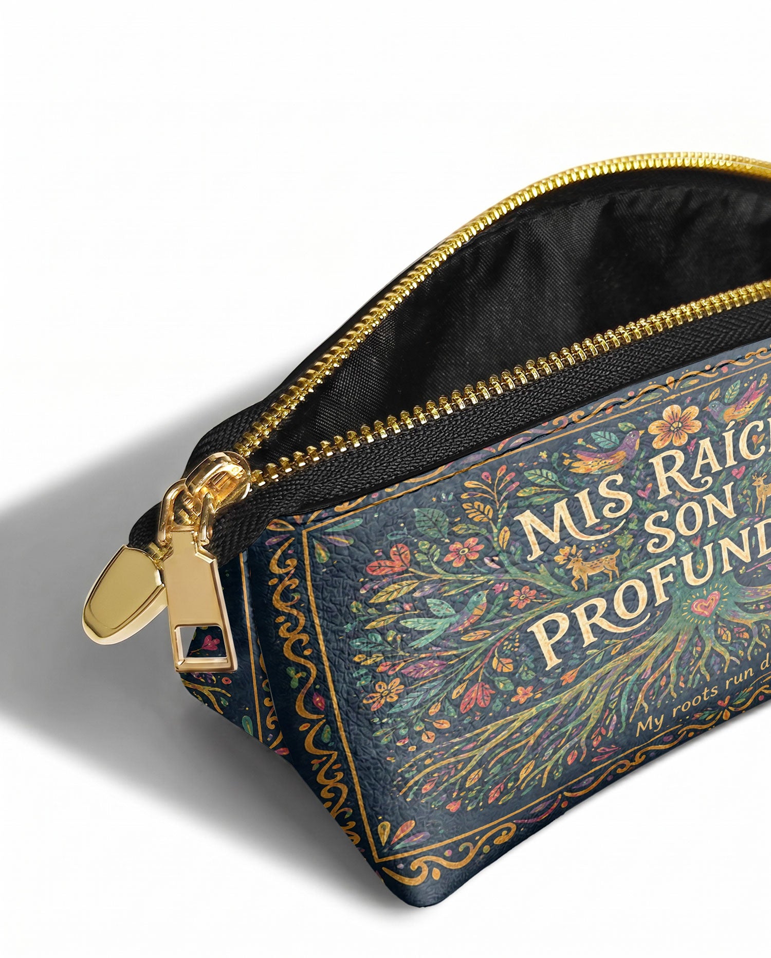 "Mis Raíces son Profundas" ver.4 Eclipse Makeup Bag - side view | Paleta Bags