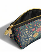 "Se amó hasta florecer" ver.6 Eclipse Makeup Bag - side view | Paleta Bags