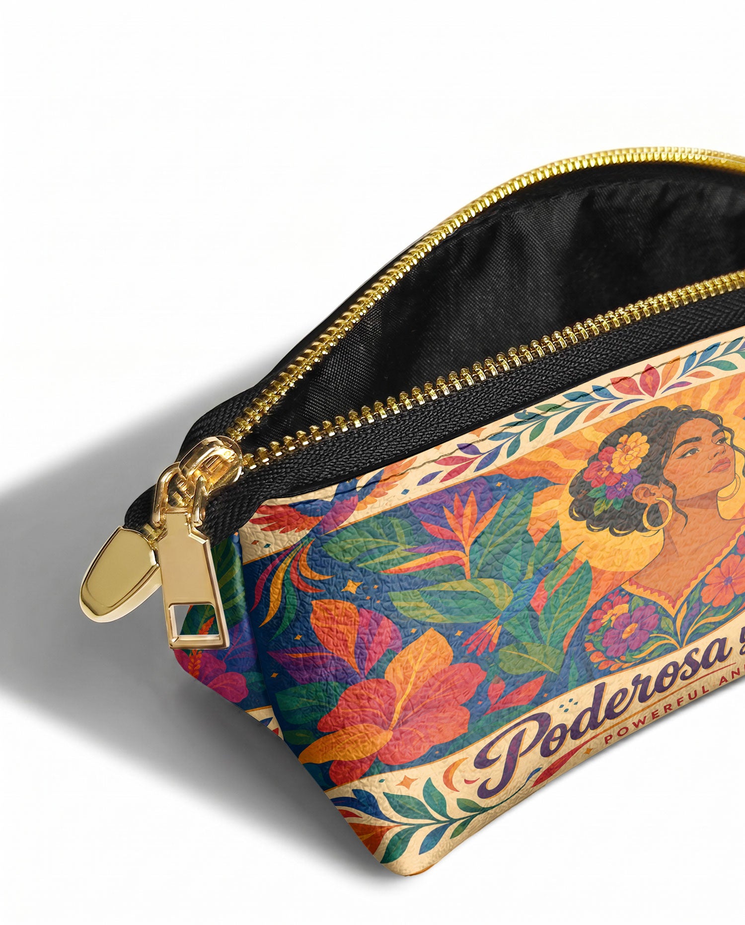 "Poderosa y Libre" ver.2 Eclipse Makeup Bag - side view | Paleta Bags